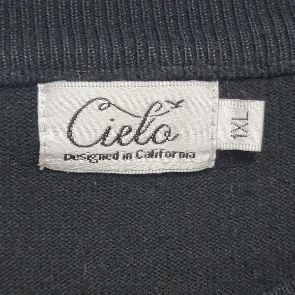 Cielo Black Cardigan 1x Minimalist Green Button Viscose Sweater 536 - Picture 3 of 12